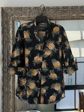 Bonobos Printed Pineapple Long Sleeve Shirt // Size Medium
